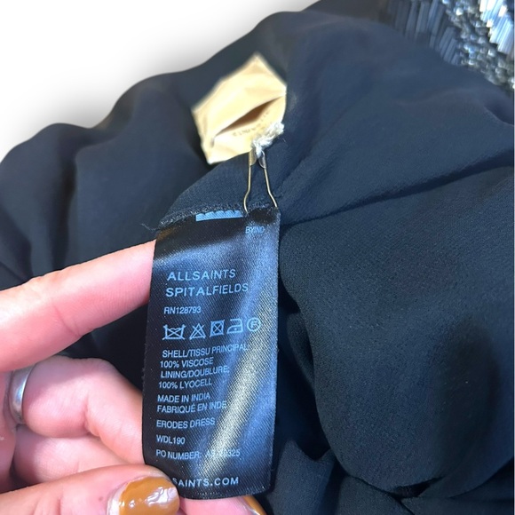 AllSaints Spitalfields Hand Embellished Dress Black Blue Size 0 Designer Holiday - Picture 10 of 11